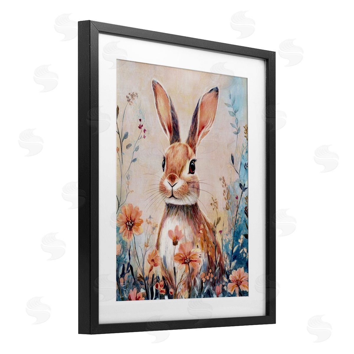 Sara Culpepper Rabbit with Wild Daisies Canvas Wall Art Print