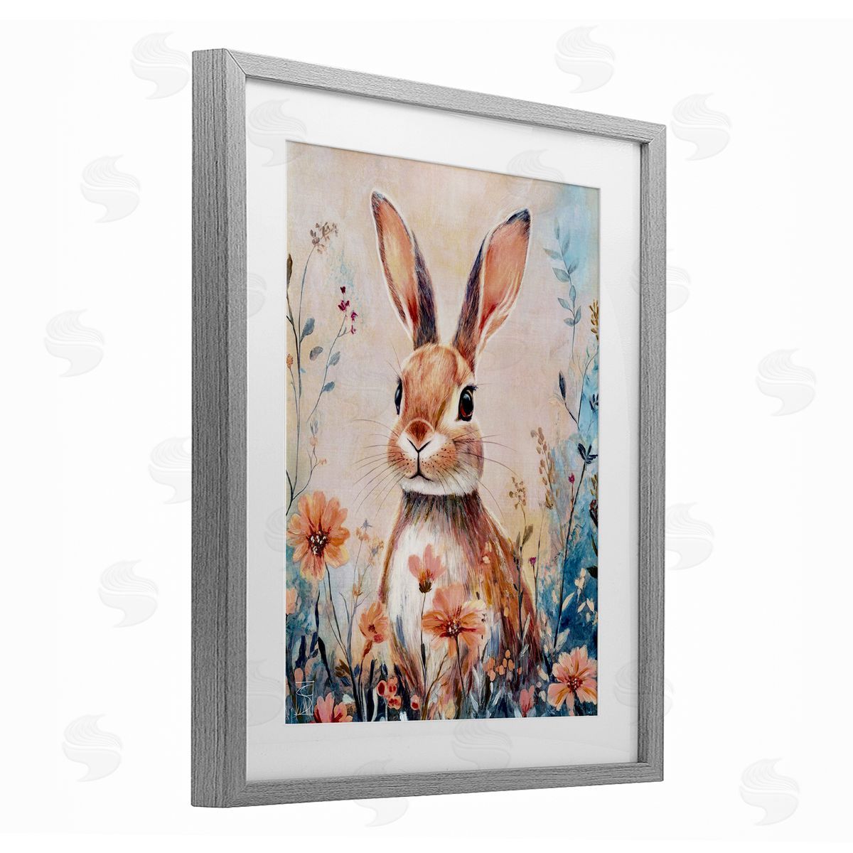 Sara Culpepper Rabbit with Wild Daisies Canvas Wall Art Print