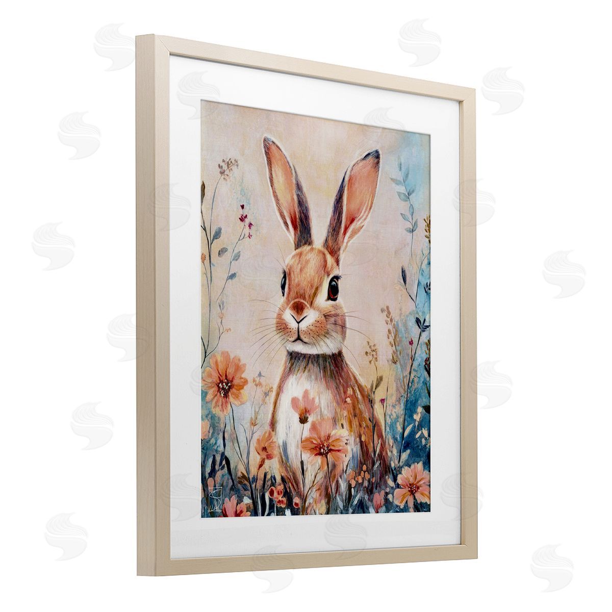 Sara Culpepper Rabbit with Wild Daisies Canvas Wall Art Print