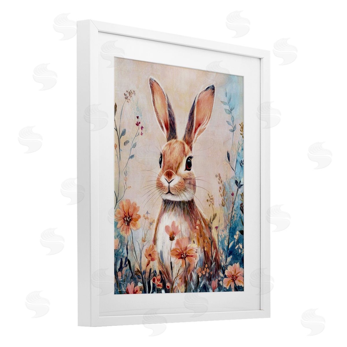 Sara Culpepper Rabbit with Wild Daisies Canvas Wall Art Print