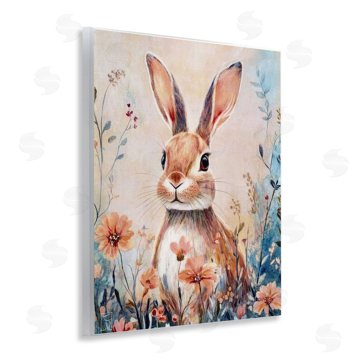 Sara Culpepper Rabbit with Wild Daisies Canvas Wall Art Print