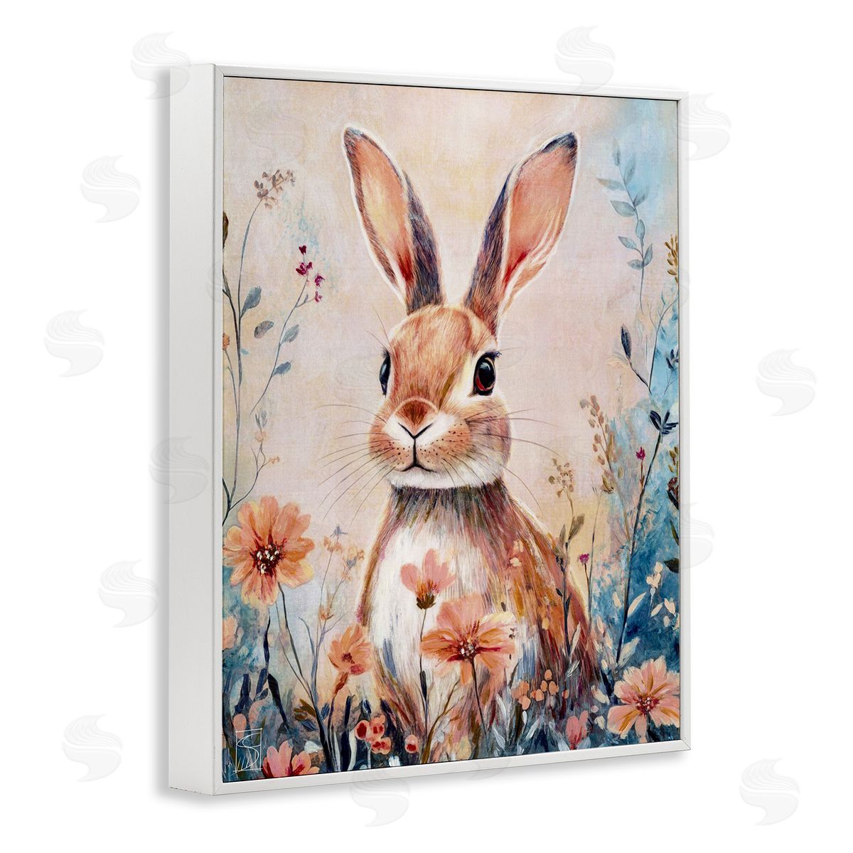 Sara Culpepper Rabbit with Wild Daisies Canvas Wall Art Print