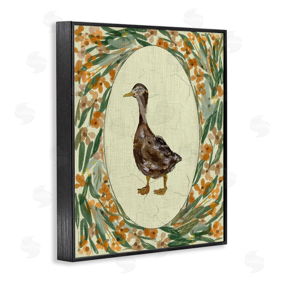 Yen Traditional Floral Duck Portrait Canvas Wall Art Print