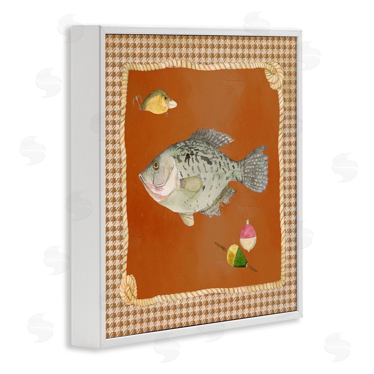 Lee Ann Sanders Fishing Life over Houndstooth Canvas Wall Art Print