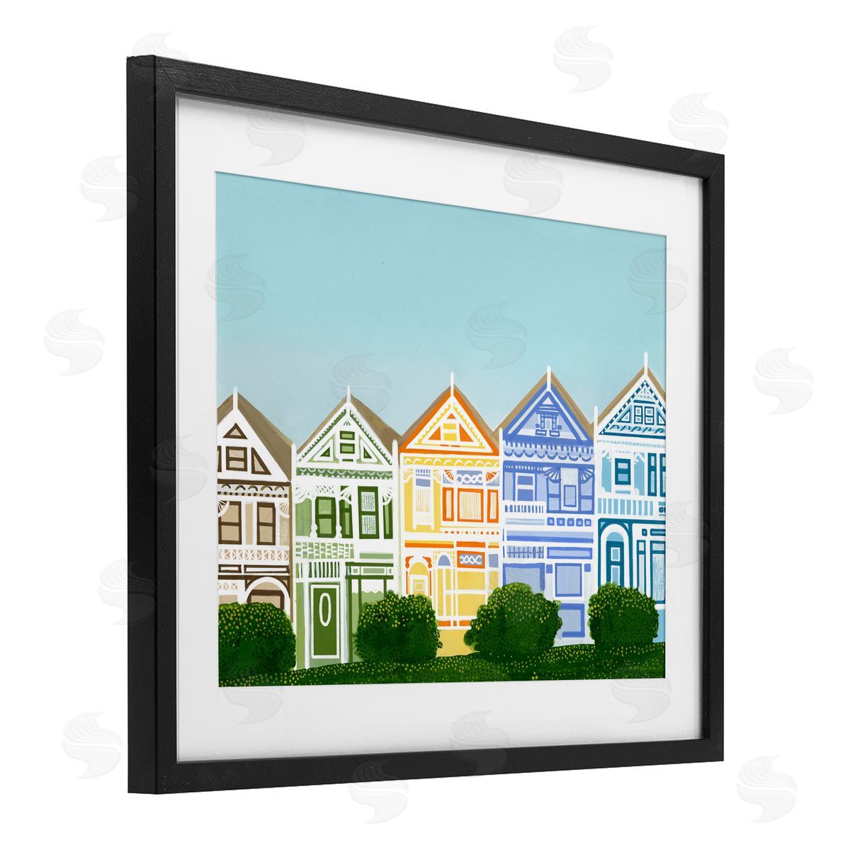 Evelyn Coleman Painted Ladies Houses Canvas Wall Art Print
