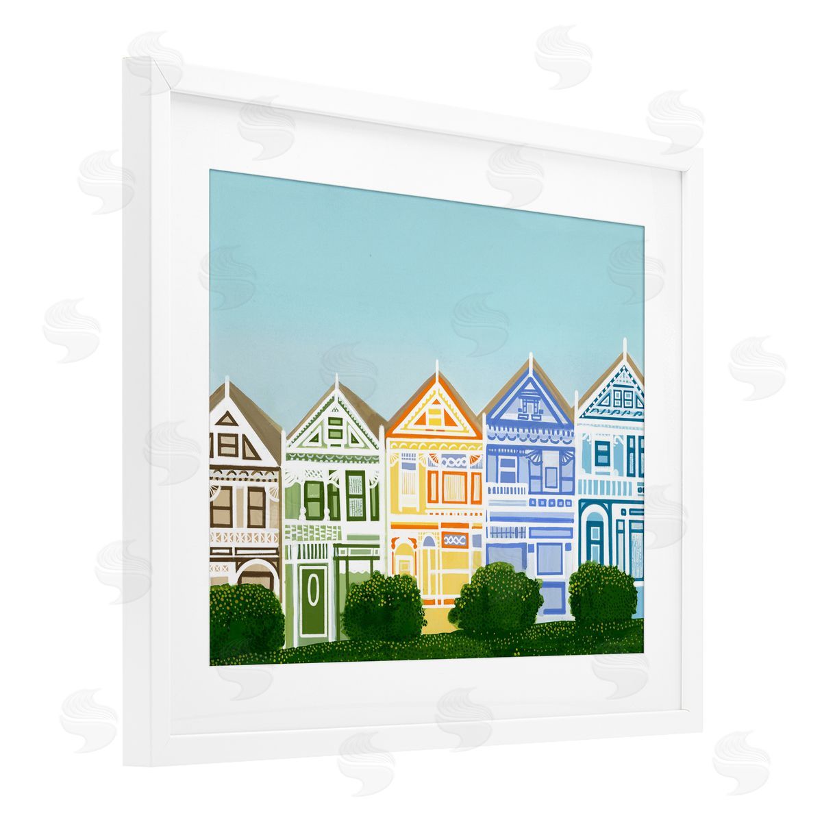Evelyn Coleman Painted Ladies Houses Canvas Wall Art Print
