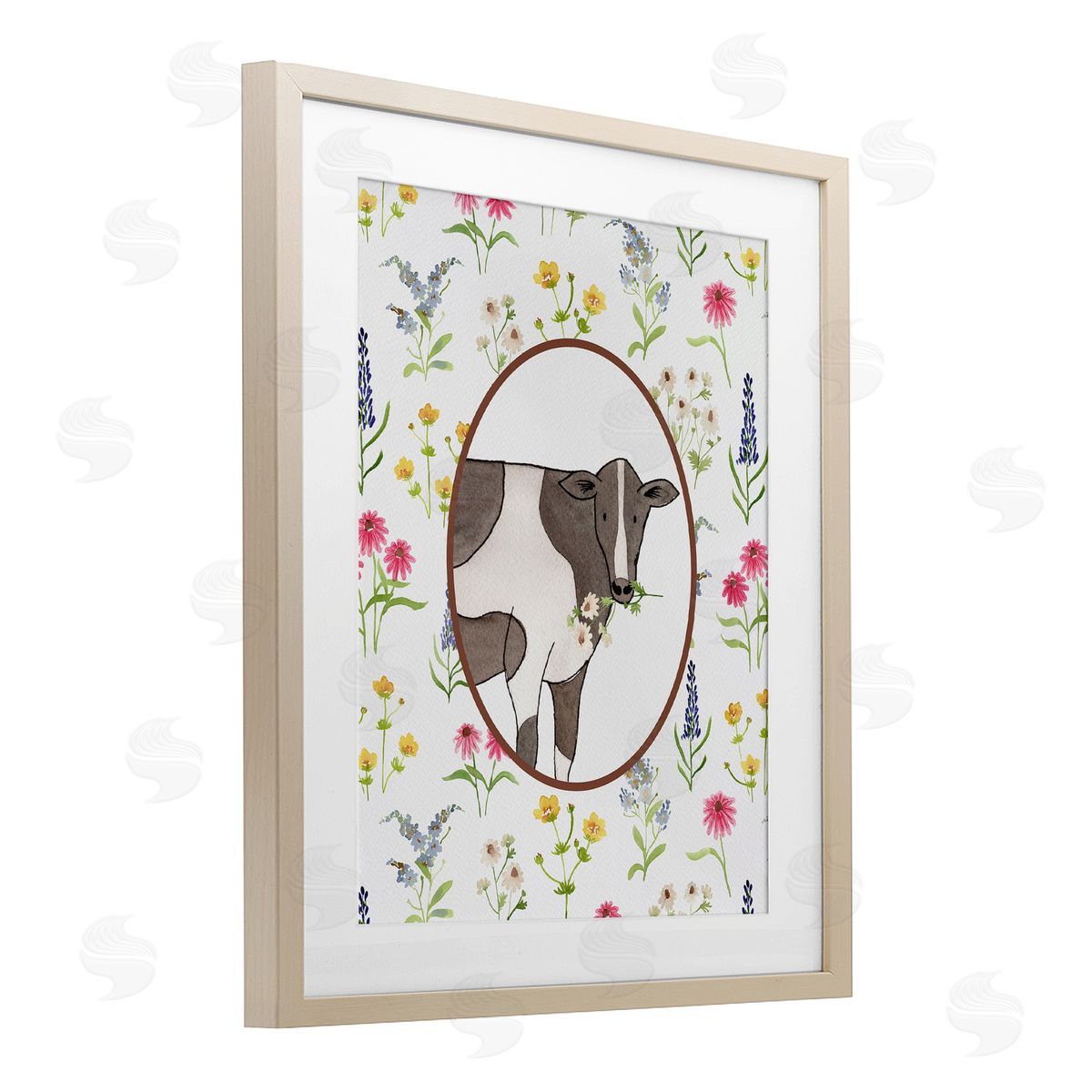 Nina Jacobs Farm Friends Cow & Herbs Canvas Wall Art Print