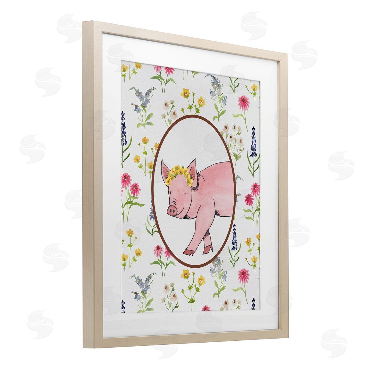 Nina Jacobs Farm Friends Pig & Herbs Canvas Wall Art Print