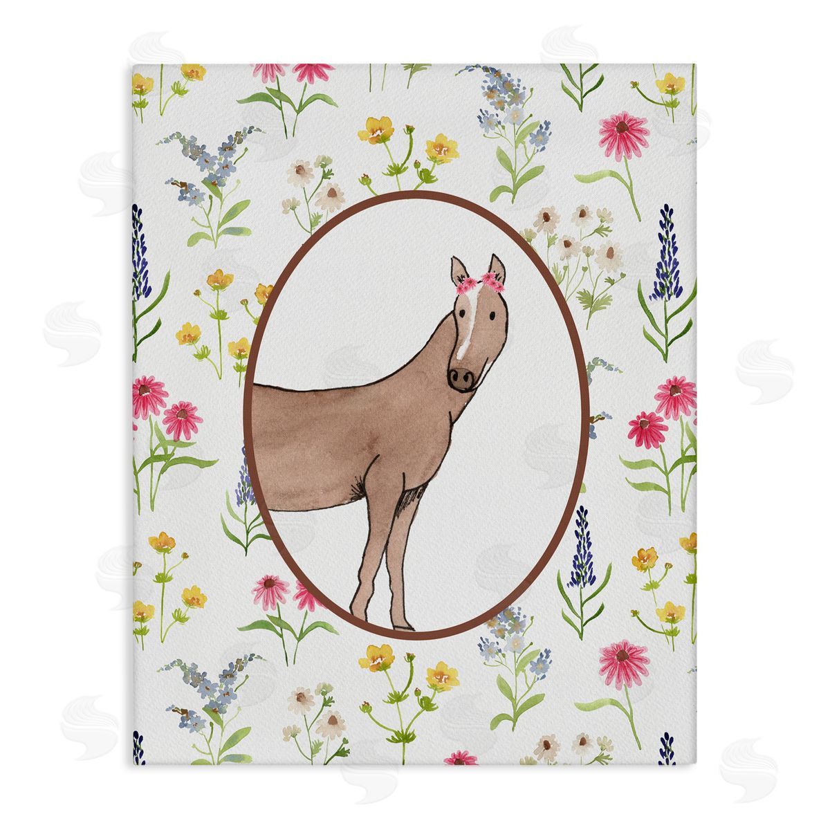 Nina Jacobs Farm Friends Horse & Herbs Canvas Wall Art Print
