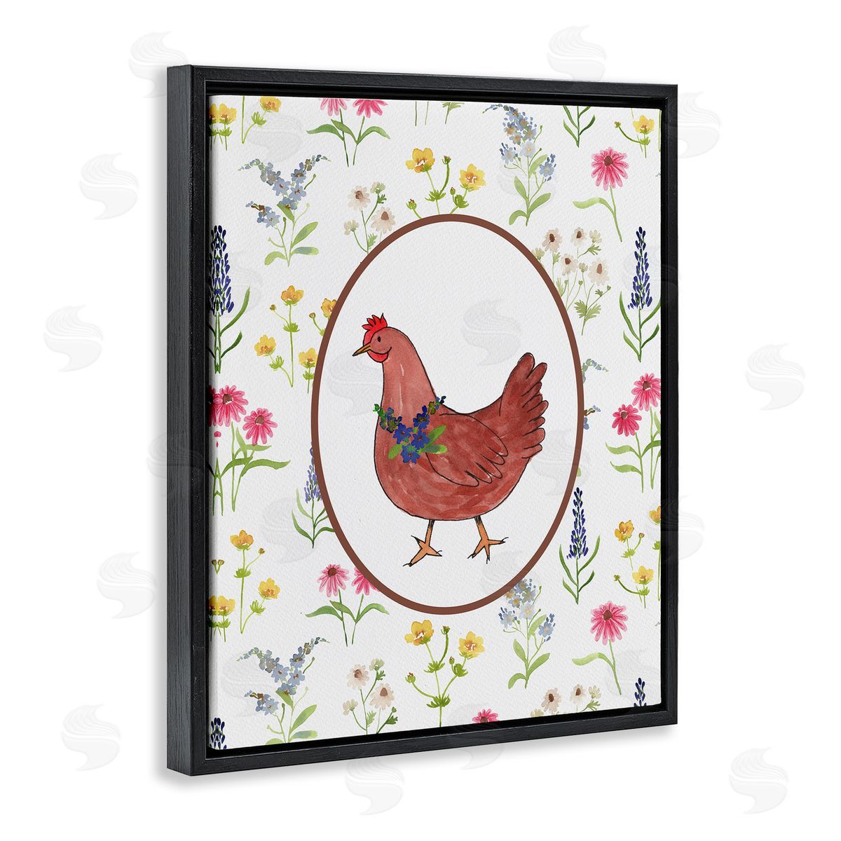 Nina Jacobs Farm Friends Rooster & Herbs Canvas Wall Art Print