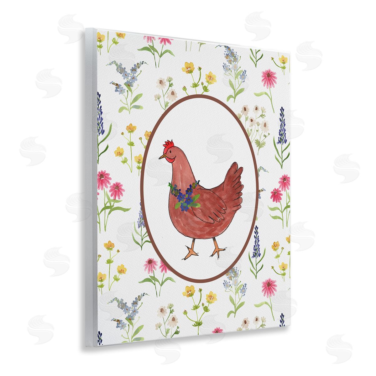 Nina Jacobs Farm Friends Rooster & Herbs Canvas Wall Art Print