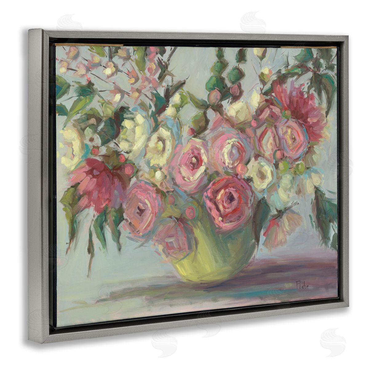 Vanessa Piche Peonies In Green Vase Canvas Wall Art Print