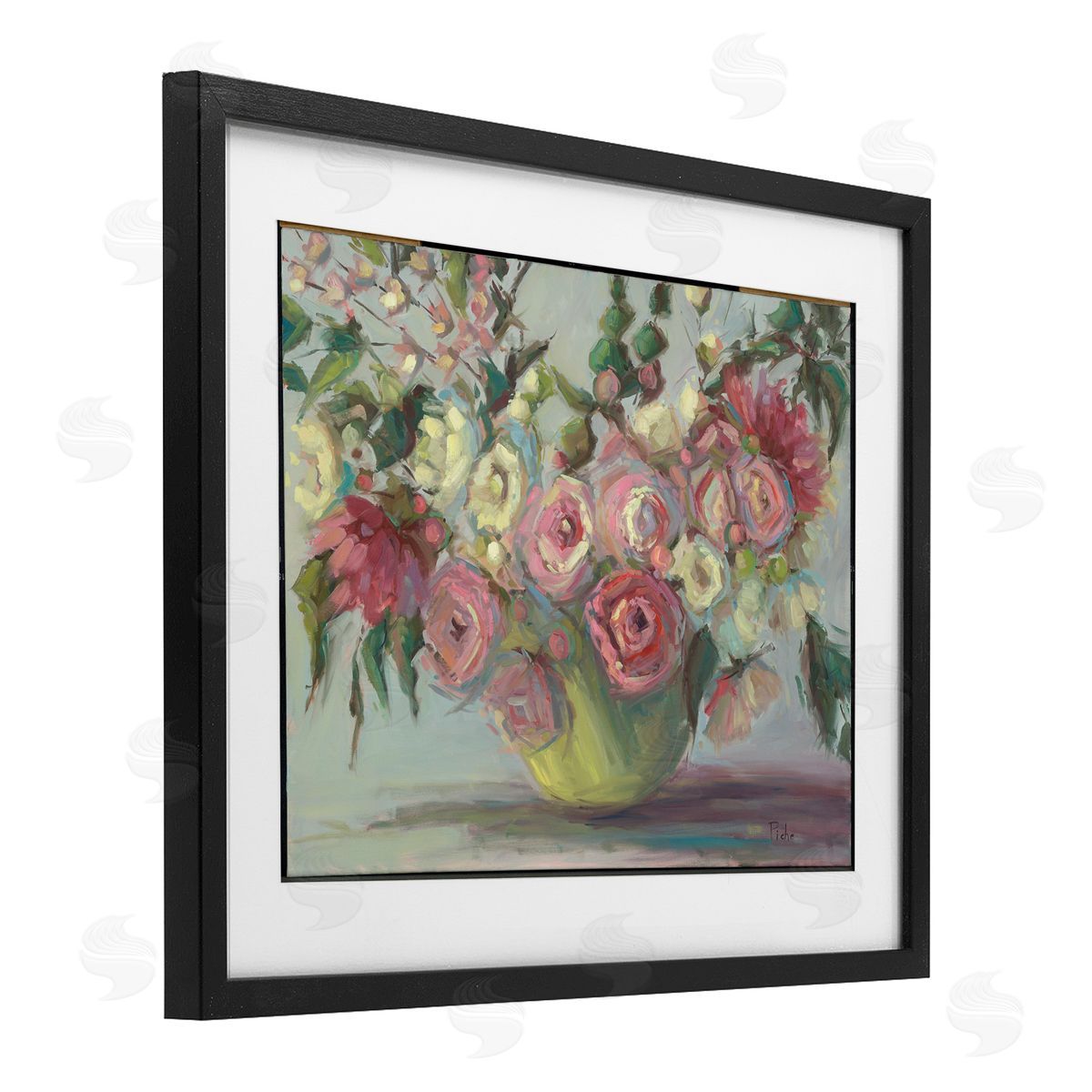 Vanessa Piche Peonies In Green Vase Canvas Wall Art Print