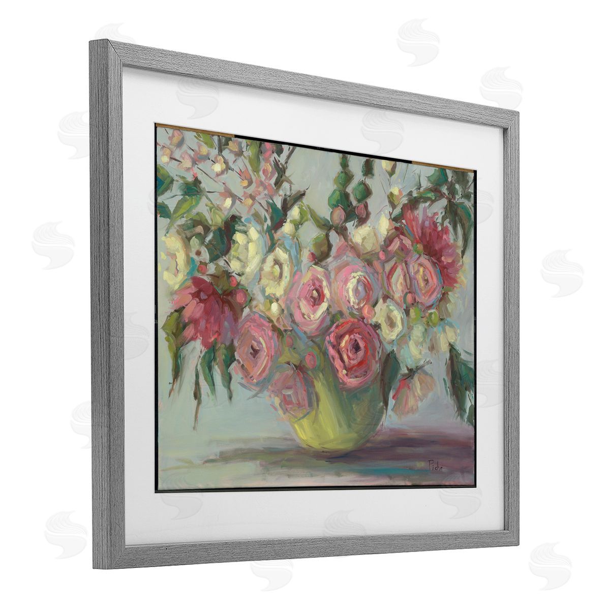 Vanessa Piche Peonies In Green Vase Canvas Wall Art Print