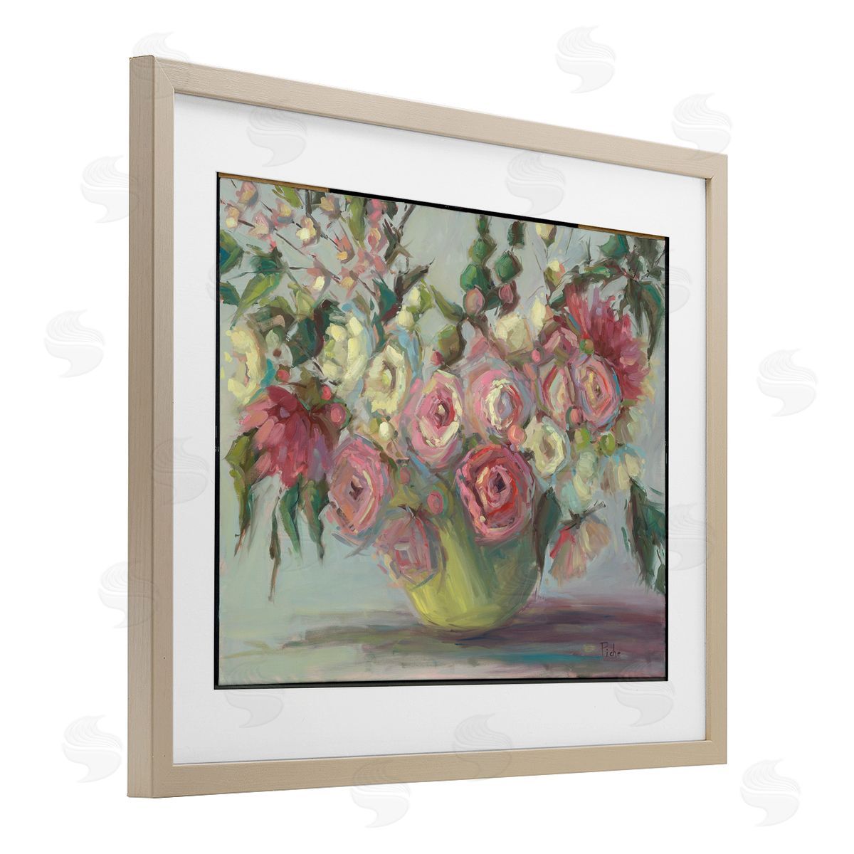 Vanessa Piche Peonies In Green Vase Canvas Wall Art Print