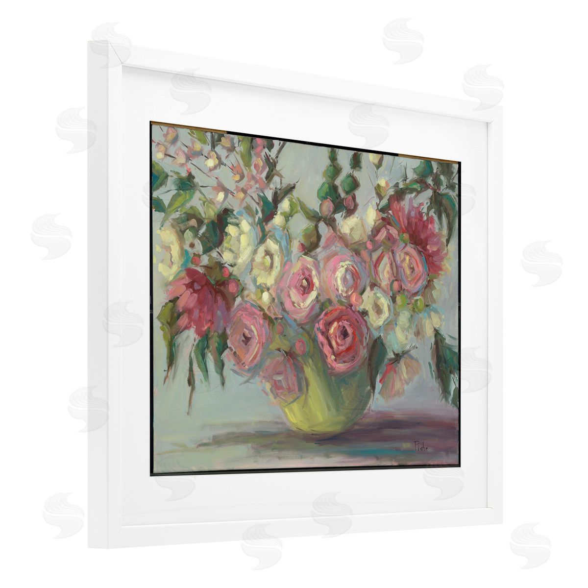 Vanessa Piche Peonies In Green Vase Canvas Wall Art Print
