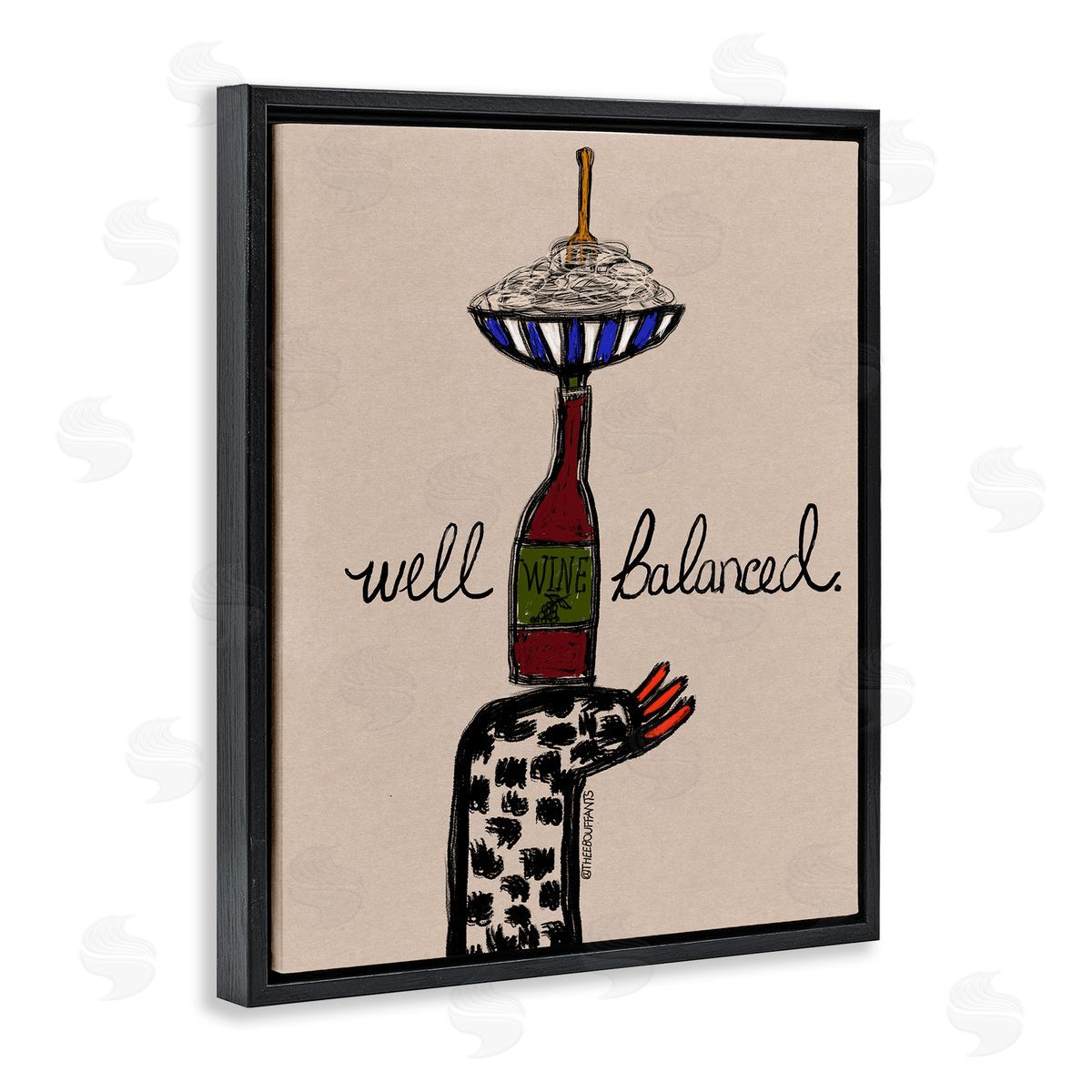 Bouffants & Broken Hearts Well Balanced Wine & Pasta Canvas Wall Art Print