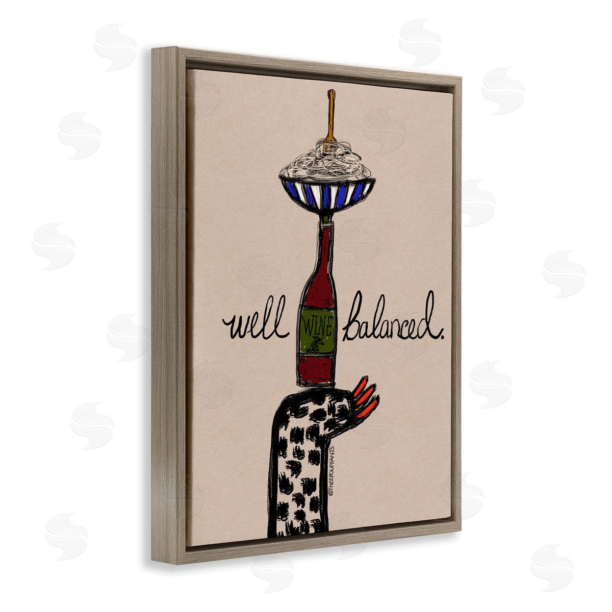 Bouffants & Broken Hearts Well Balanced Wine & Pasta Canvas Wall Art Print