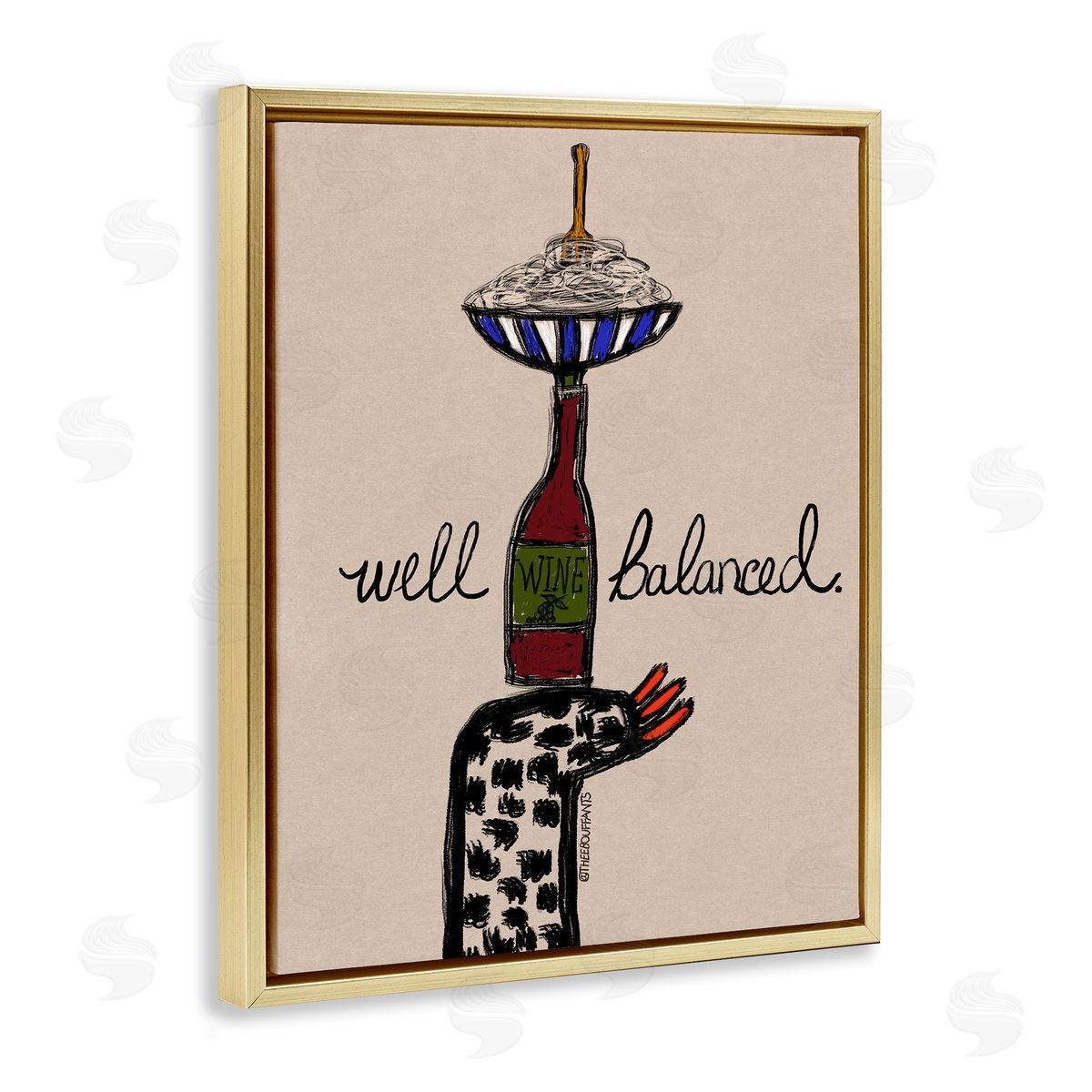 Bouffants & Broken Hearts Well Balanced Wine & Pasta Canvas Wall Art Print