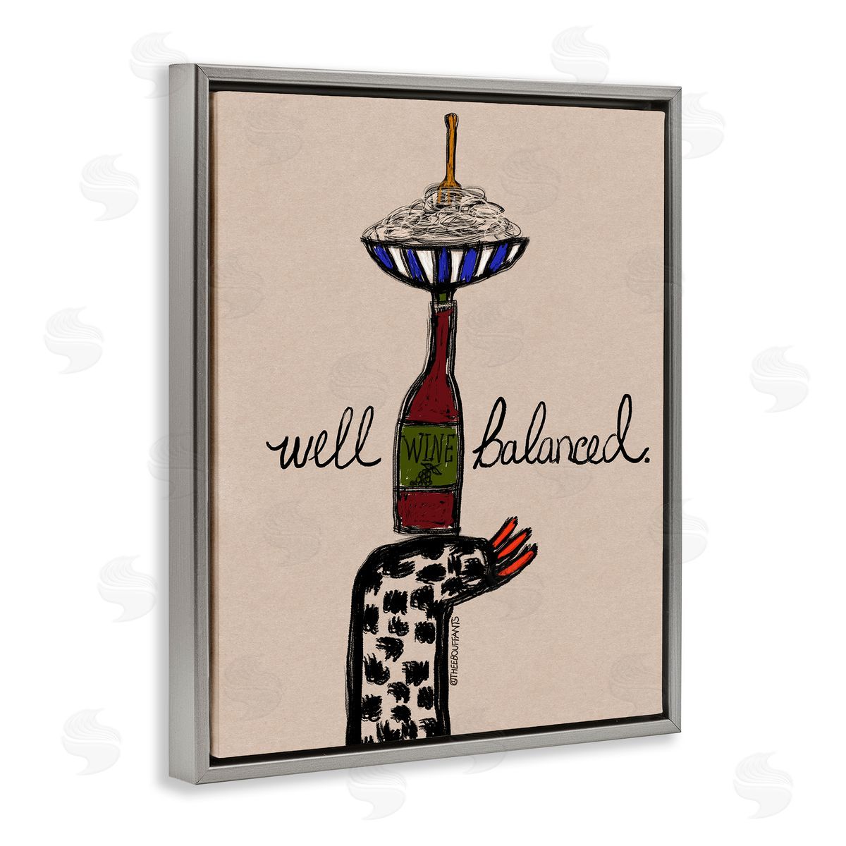 Bouffants & Broken Hearts Well Balanced Wine & Pasta Canvas Wall Art Print