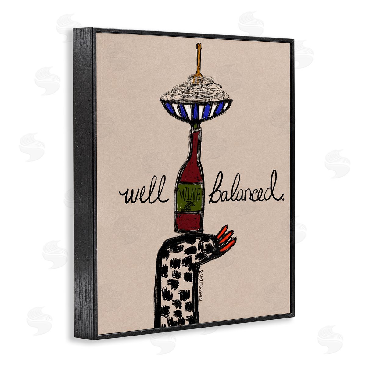 Bouffants & Broken Hearts Well Balanced Wine & Pasta Canvas Wall Art Print