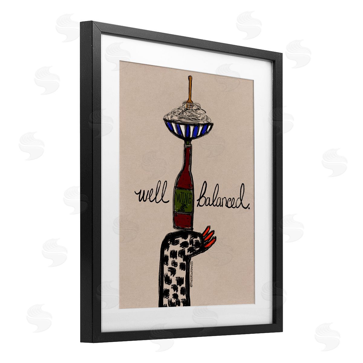 Bouffants & Broken Hearts Well Balanced Wine & Pasta Canvas Wall Art Print