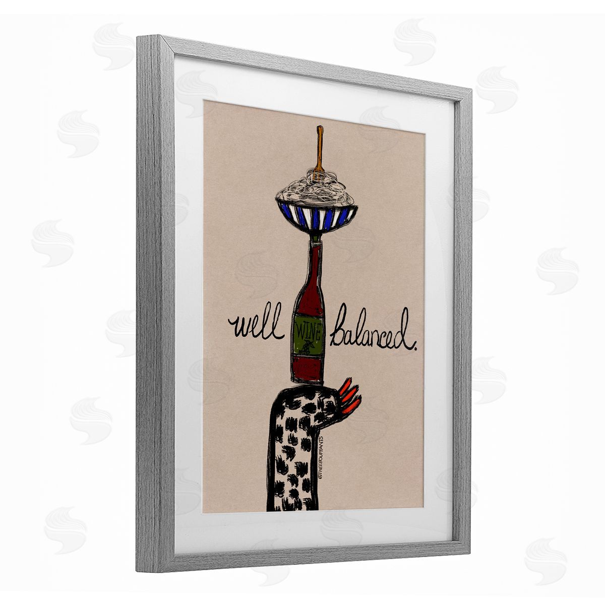 Bouffants & Broken Hearts Well Balanced Wine & Pasta Canvas Wall Art Print