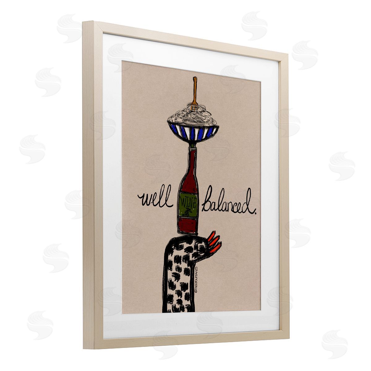 Bouffants & Broken Hearts Well Balanced Wine & Pasta Canvas Wall Art Print