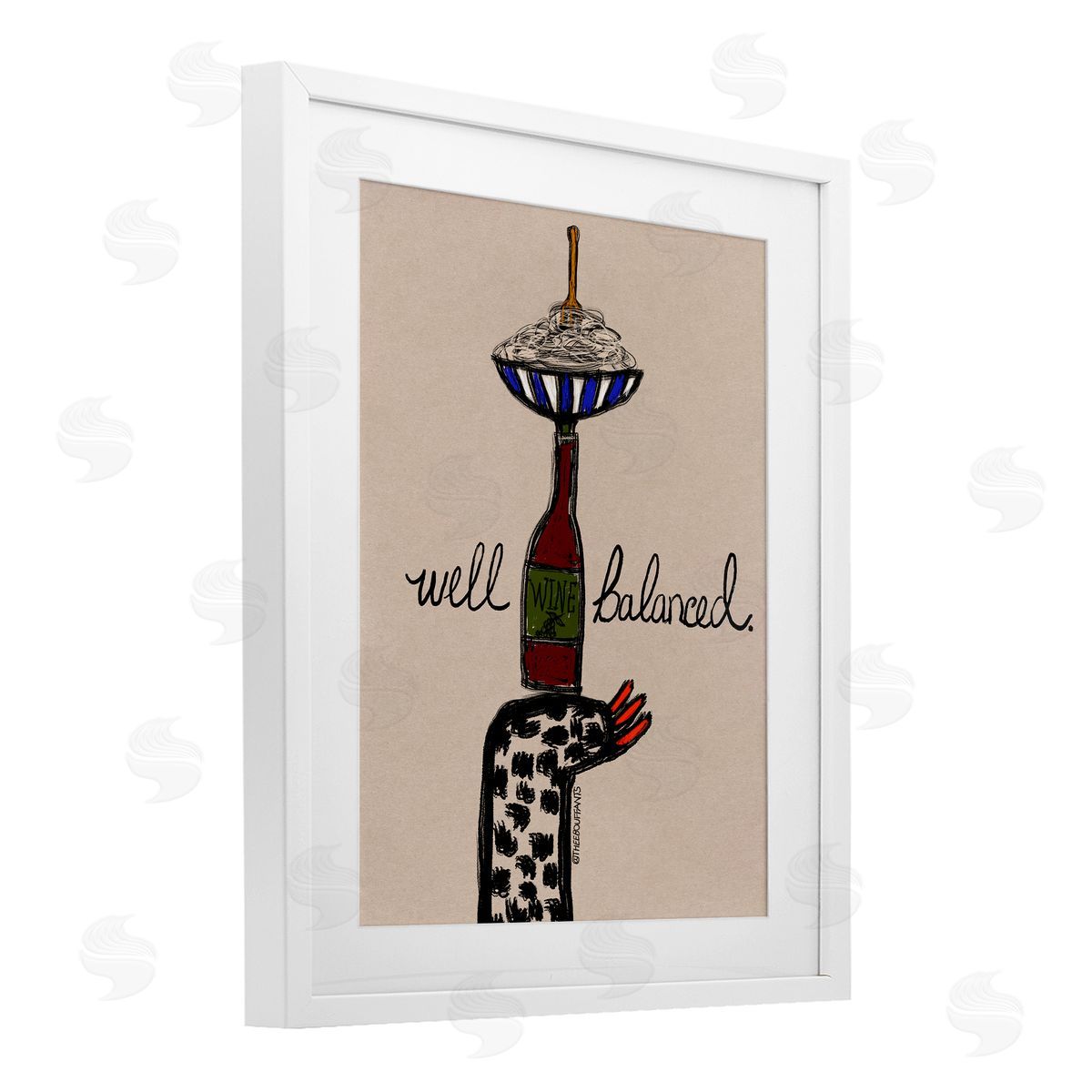 Bouffants & Broken Hearts Well Balanced Wine & Pasta Canvas Wall Art Print
