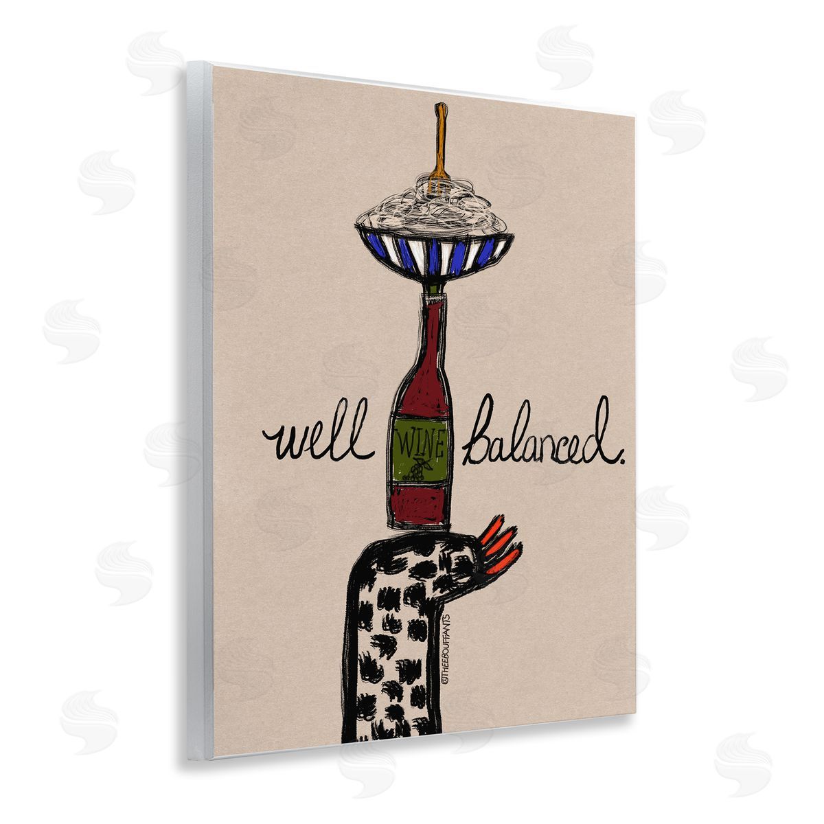 Bouffants & Broken Hearts Well Balanced Wine & Pasta Canvas Wall Art Print