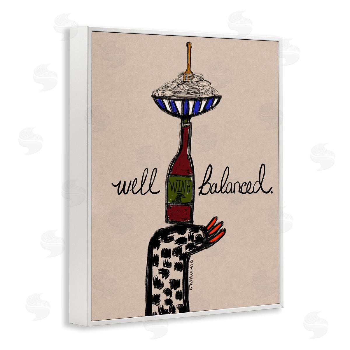 Bouffants & Broken Hearts Well Balanced Wine & Pasta Canvas Wall Art Print