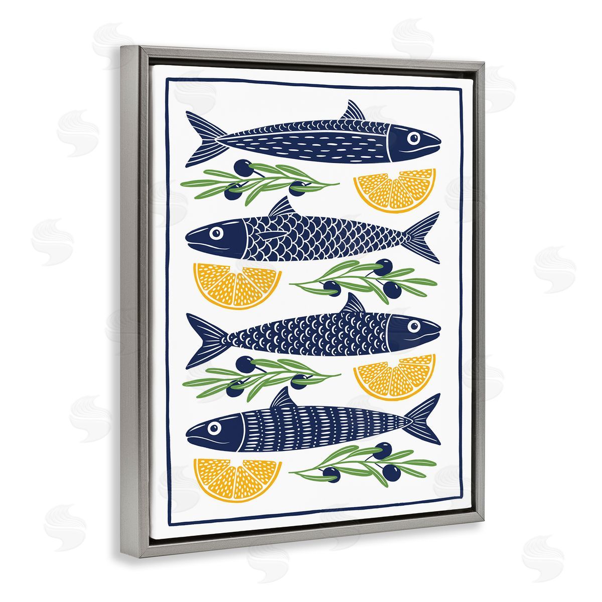 Bex Morley Design Fish Lemon & Olives Canvas Wall Art Print