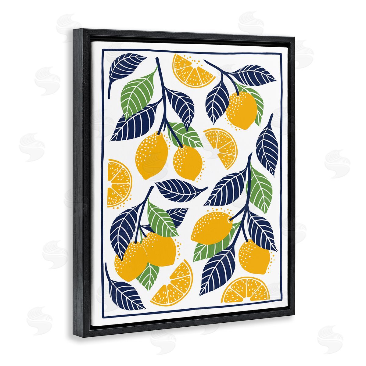 Bex Morley Design Mediterranean Lemons Pattern Canvas Wall Art Print