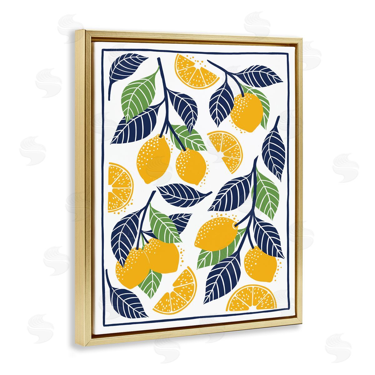 Bex Morley Design Mediterranean Lemons Pattern Canvas Wall Art Print