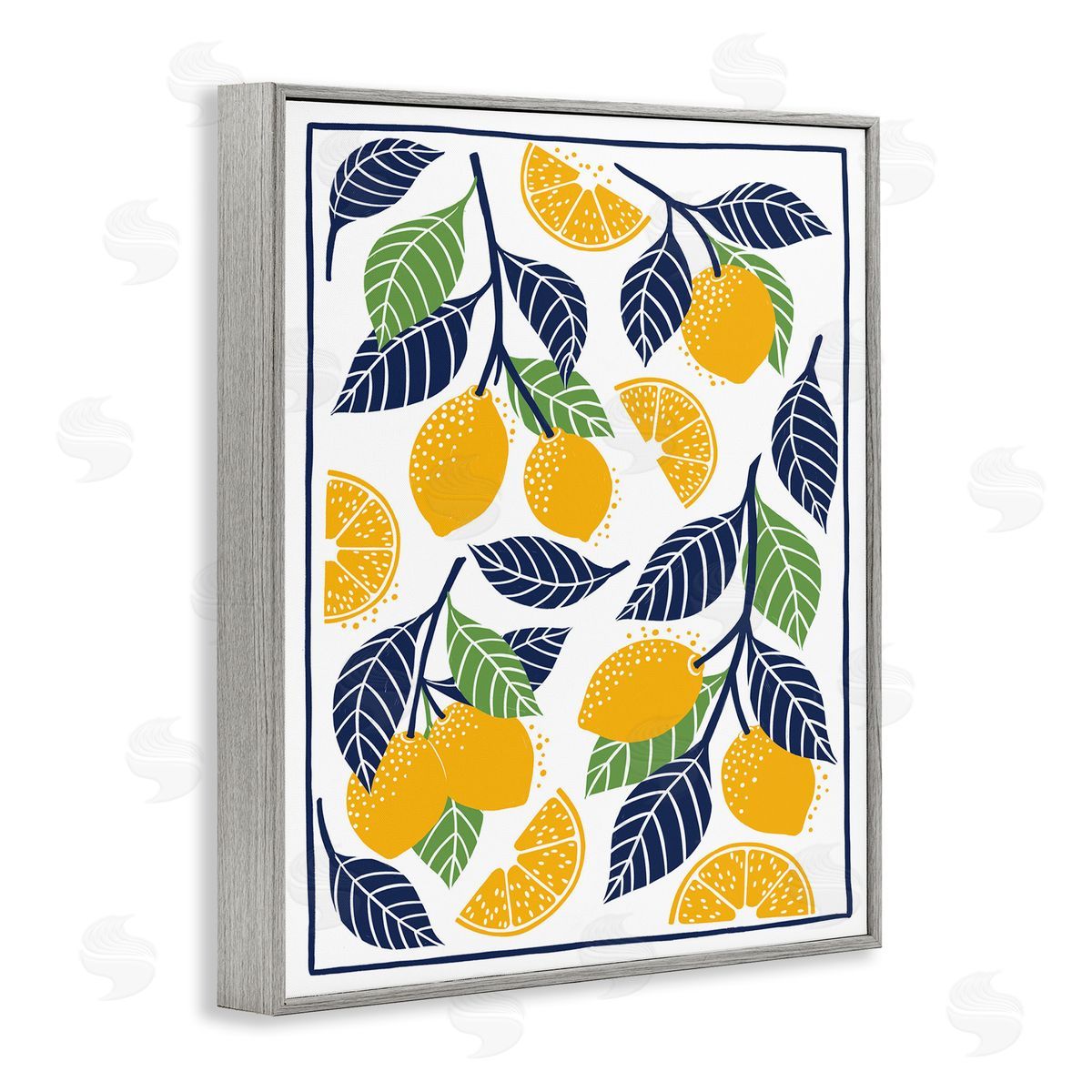 Bex Morley Design Mediterranean Lemons Pattern Canvas Wall Art Print