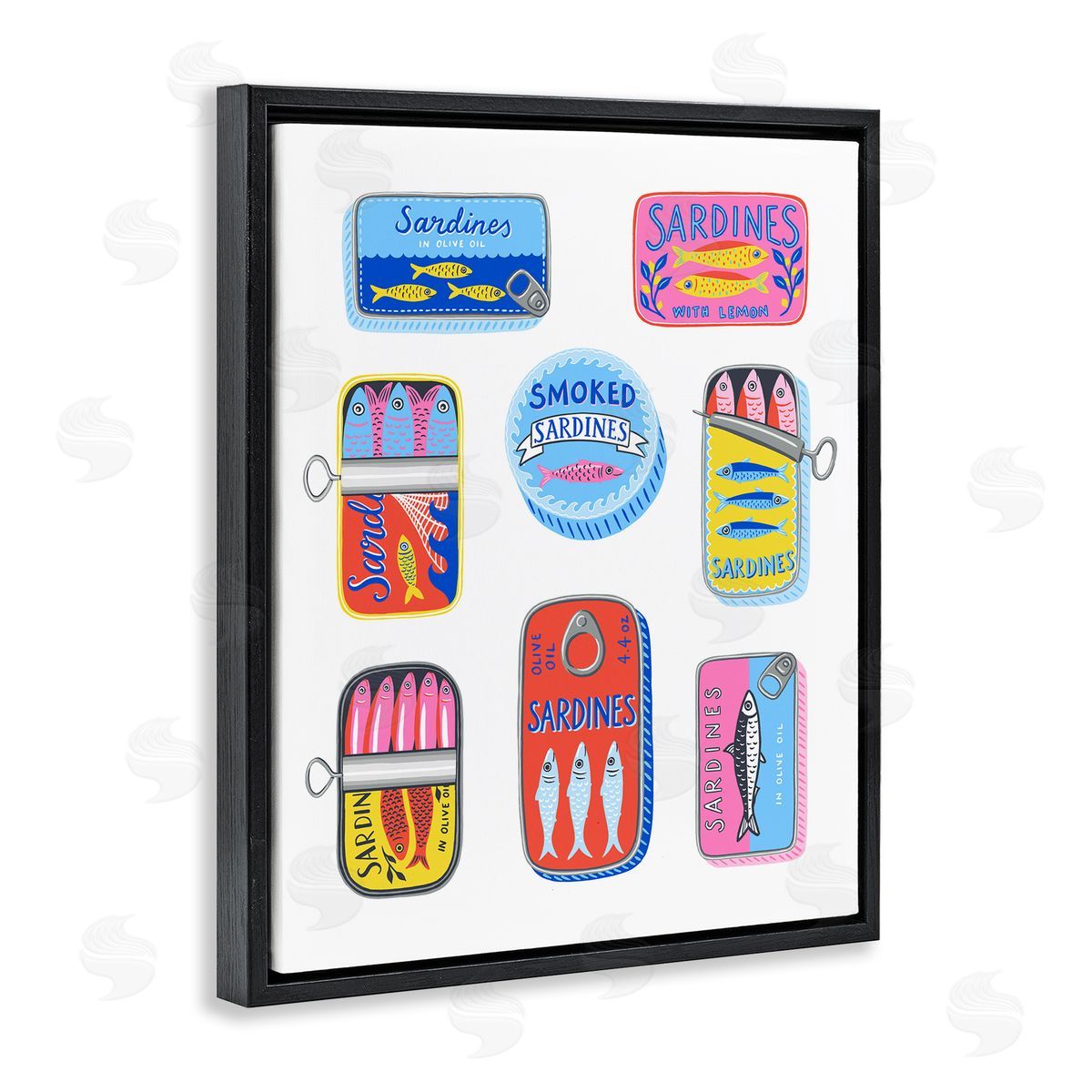 Bex Morley Design Bright & Pastel Sardine Tins Canvas Wall Art Print