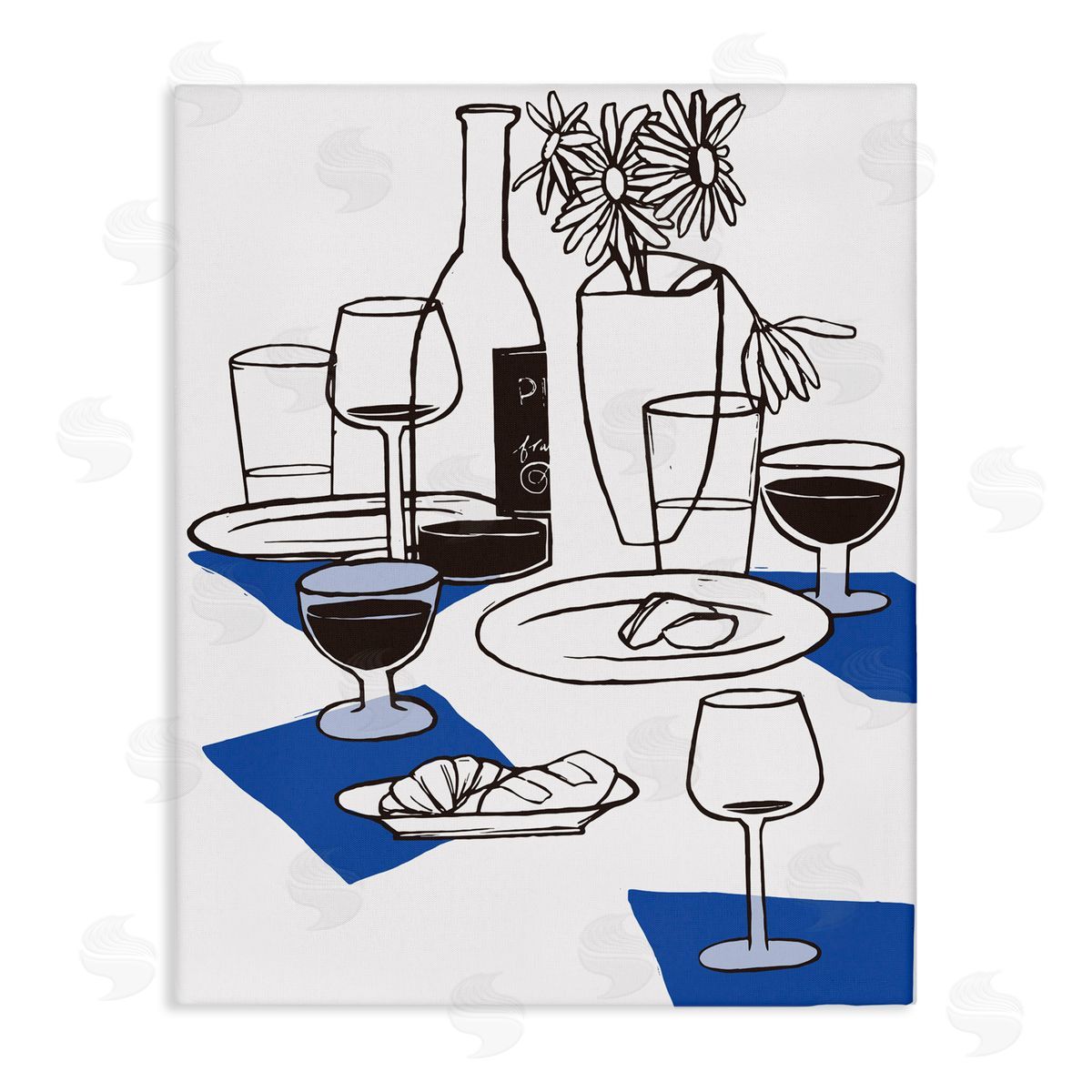 Hannah Beisang Wine & Bread Table Setting Canvas Wall Art Print