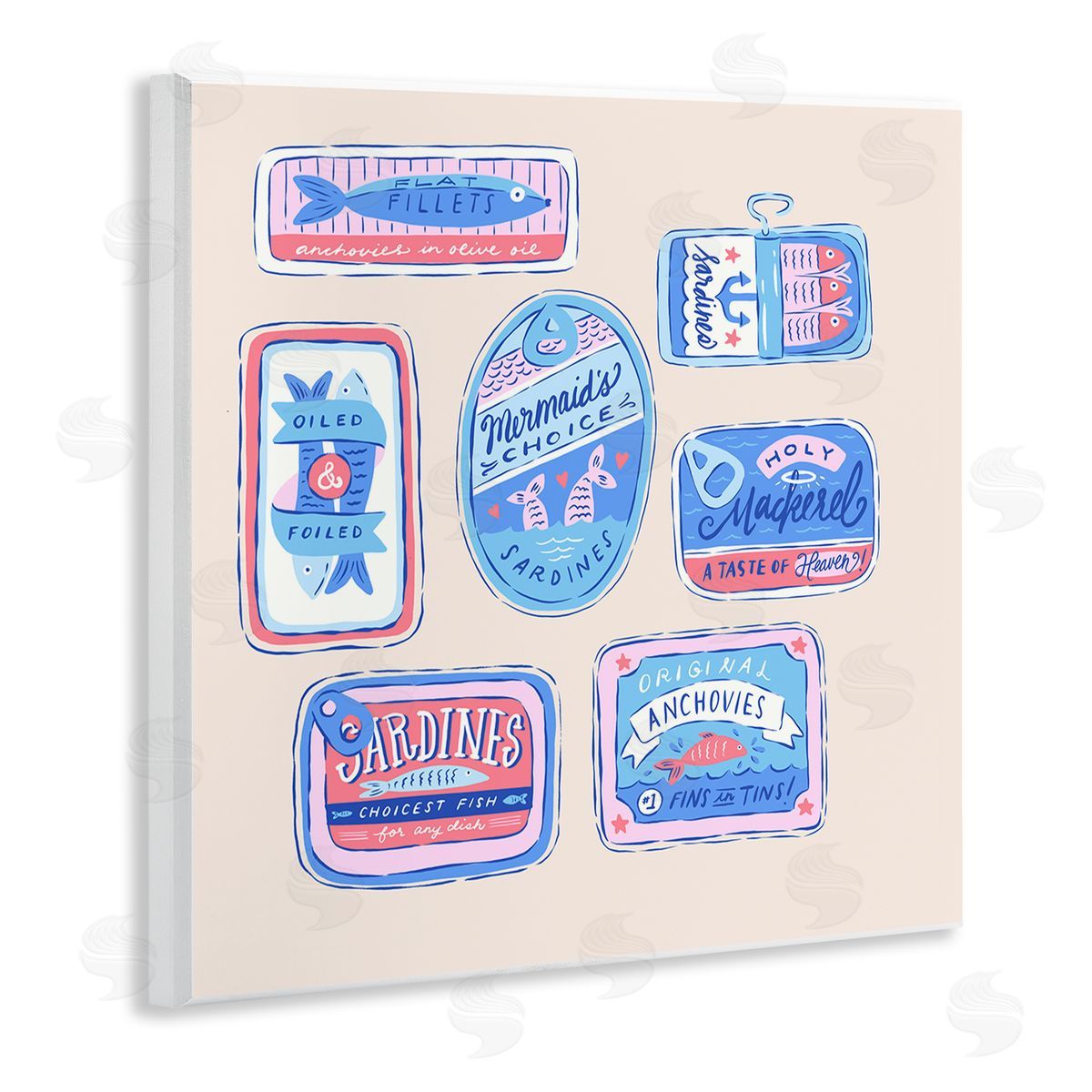 Krissy Mast Various Canned Fish Seafood Canvas Wall Art Print