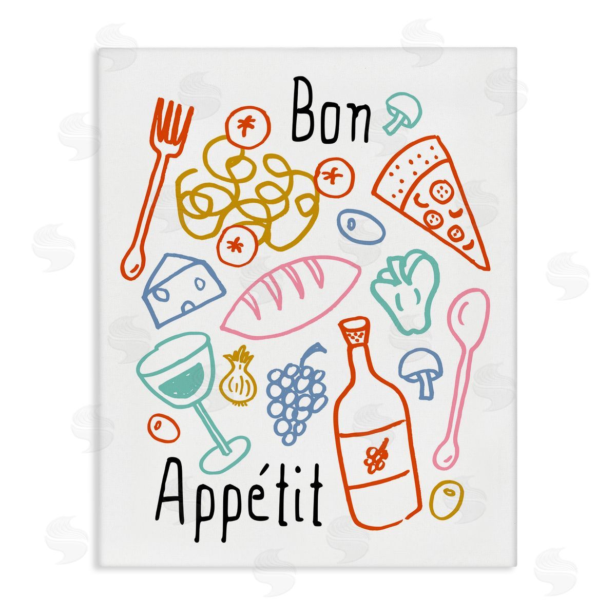 Heather Dutton Bon Appetit Colorful Sketches Canvas Wall Art Print