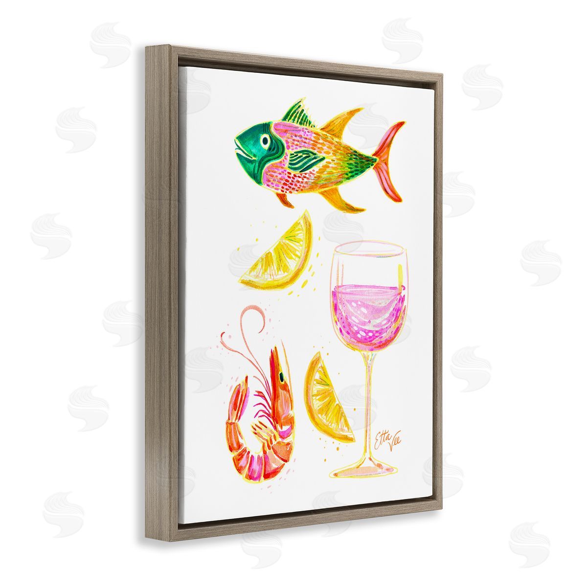 EttaVee Summer Seafood & Wine Canvas Wall Art Print