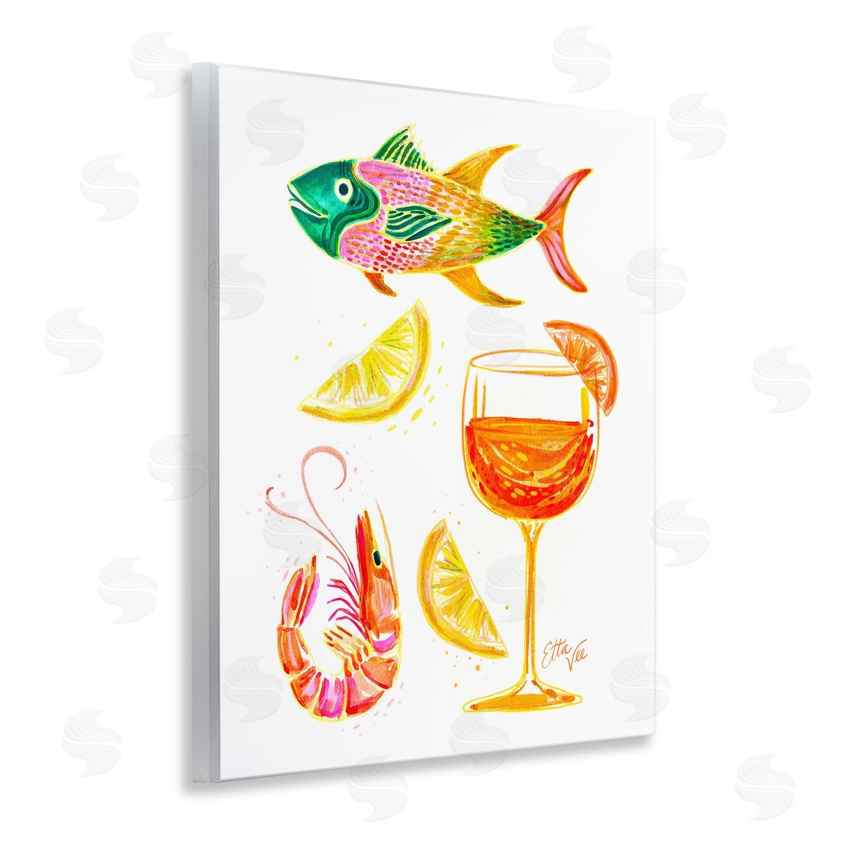 EttaVee Summer Seafood & Spritz Canvas Wall Art Print