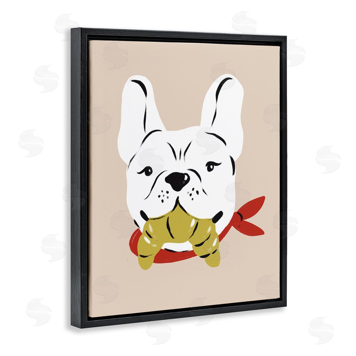Krissy Mast Frenchie Dog with Croissant Canvas Wall Art Print