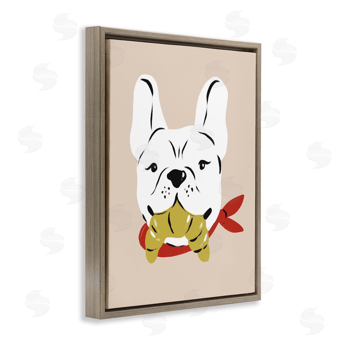 Krissy Mast Frenchie Dog with Croissant Canvas Wall Art Print