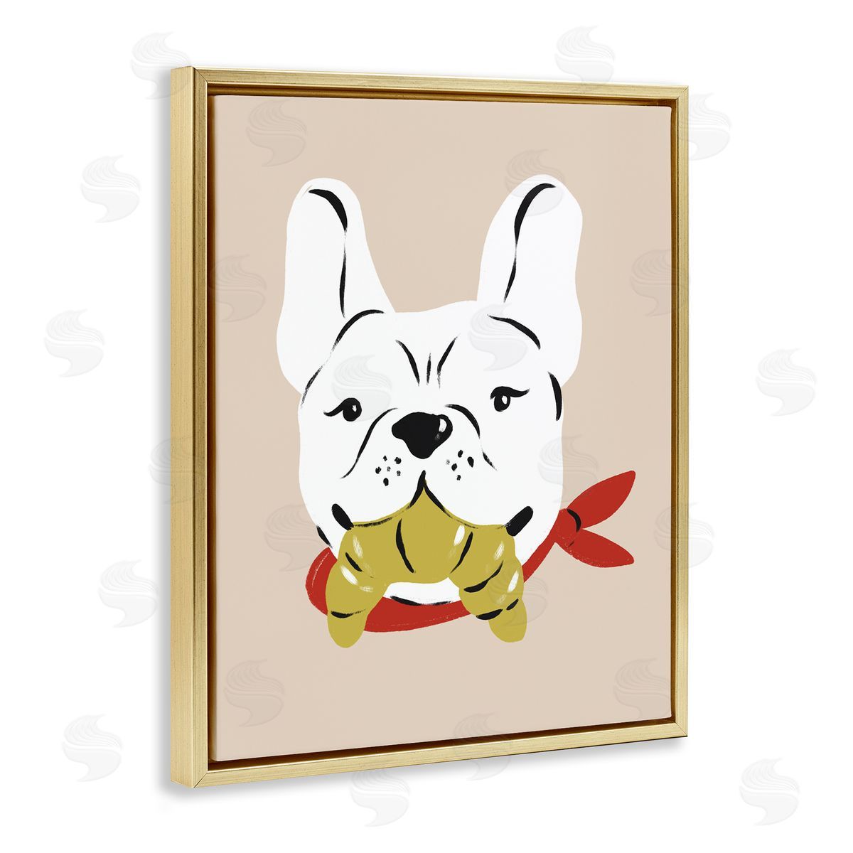 Krissy Mast Frenchie Dog with Croissant Canvas Wall Art Print