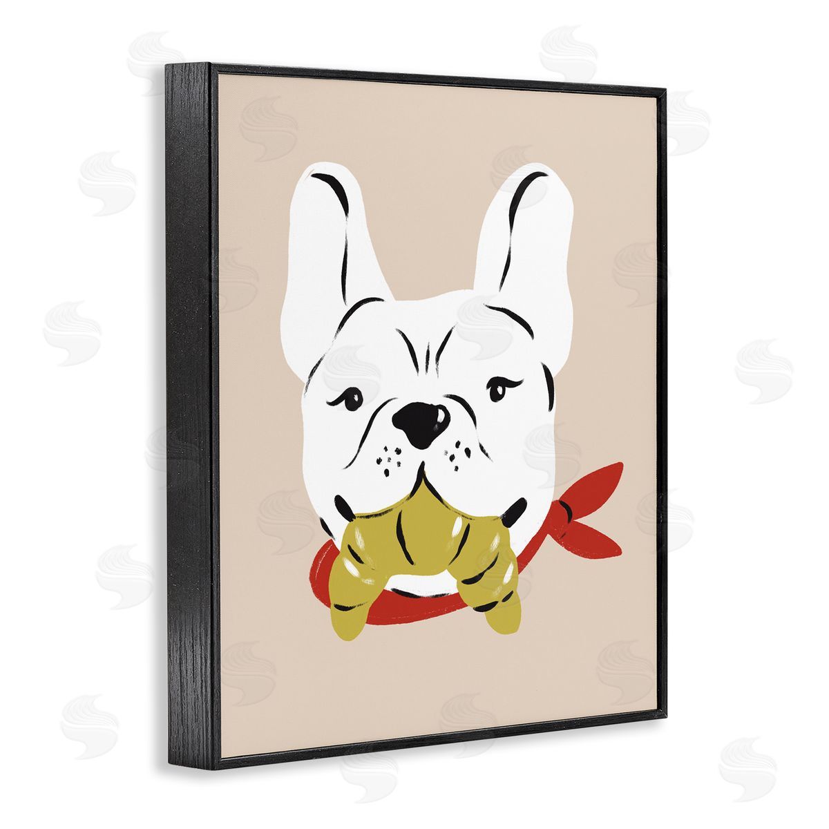 Krissy Mast Frenchie Dog with Croissant Canvas Wall Art Print