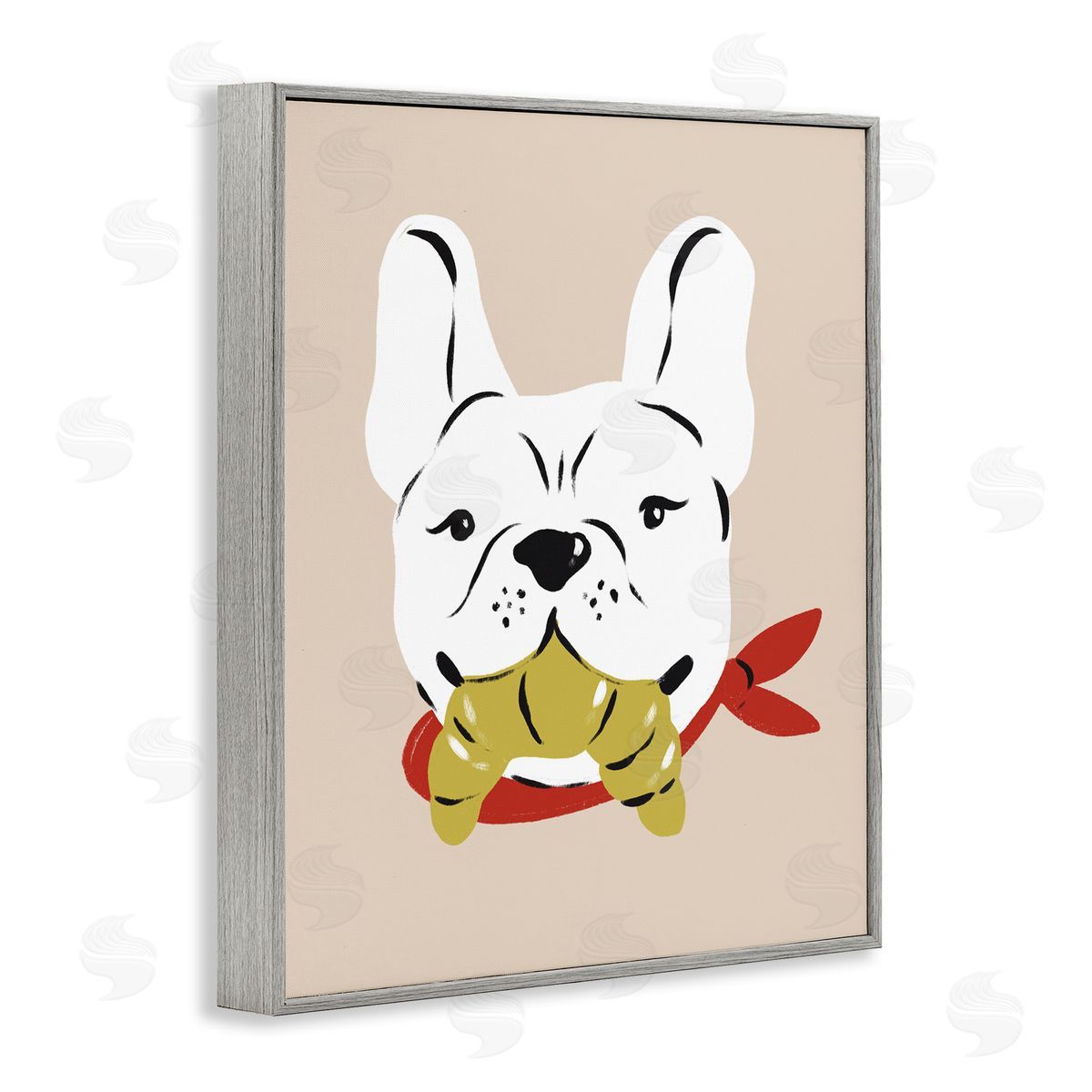 Krissy Mast Frenchie Dog with Croissant Canvas Wall Art Print