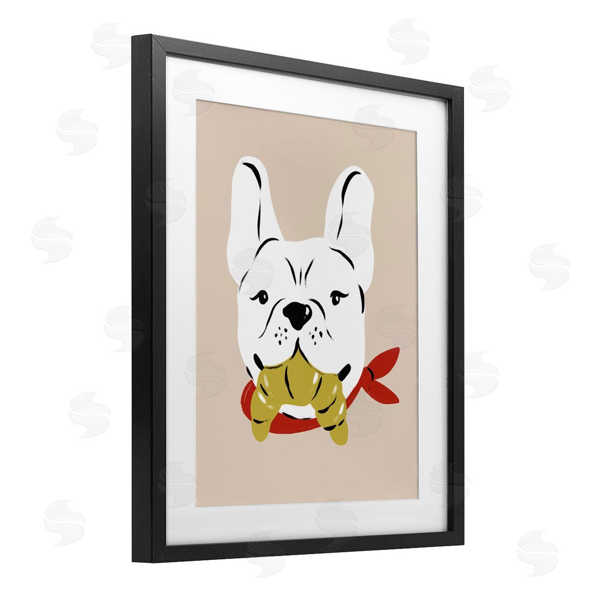 Krissy Mast Frenchie Dog with Croissant Canvas Wall Art Print