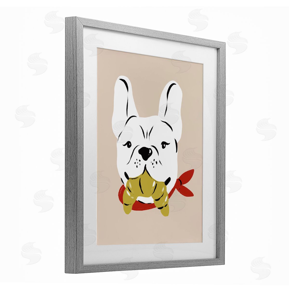 Krissy Mast Frenchie Dog with Croissant Canvas Wall Art Print