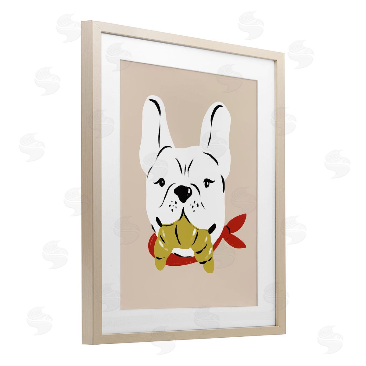 Krissy Mast Frenchie Dog with Croissant Canvas Wall Art Print