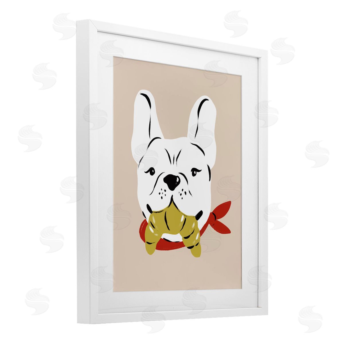 Krissy Mast Frenchie Dog with Croissant Canvas Wall Art Print